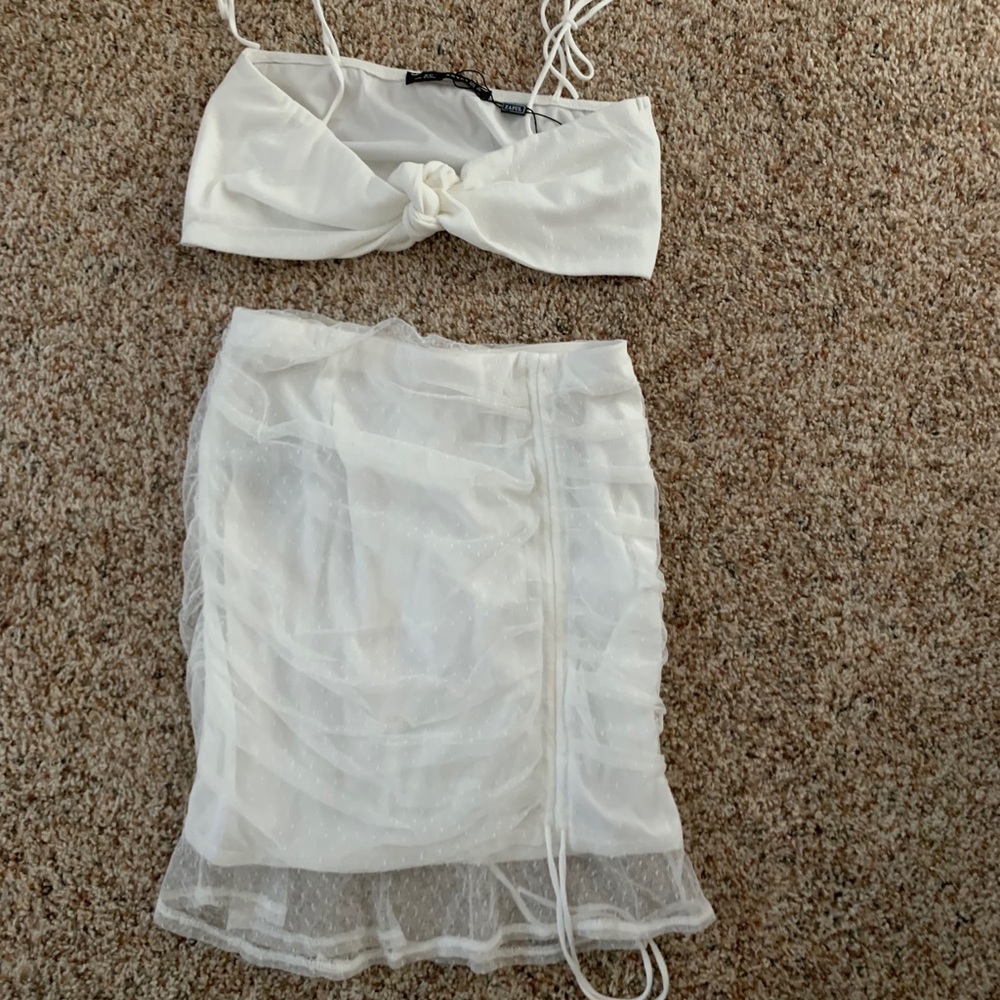 Never worn!!! White lace 2 piece set